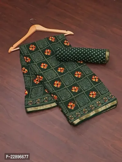 MAVIE Elegant Comfort Women's Georgette Ajrak Traditional Regular Saree, Green-thumb3