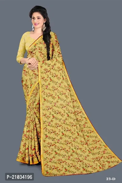 Beige Floral Print Georgette Saree