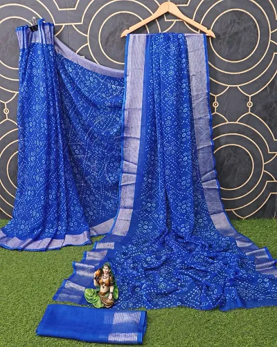 Stylish Bhandhani Print Saree With Zari Boarder