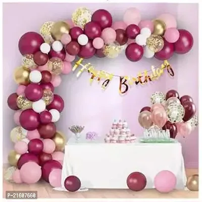 CCS Burgundy Happy Birthday Decoration 63Pcs Happy Birthday Celebration Kit Happy Birthday Banner With Balloons-thumb0