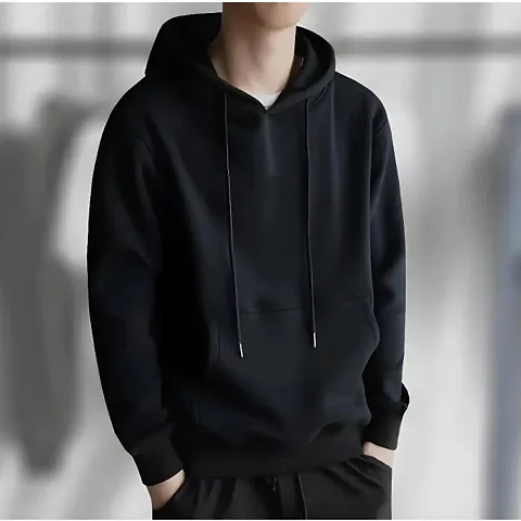 Trendy Solid Hooded Sweatshirt For Men