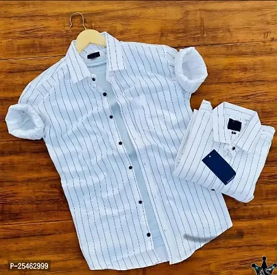 Stylish Attractive white Lining shirts for men Striped shirts for Men-thumb0