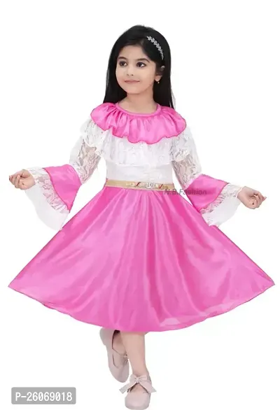 Fabulous Pink Cotton Blend Embroidered Frocks For Girls