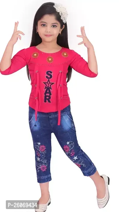Fabulous Multicoloured Cotton Blend Printed Casual Top For Girls