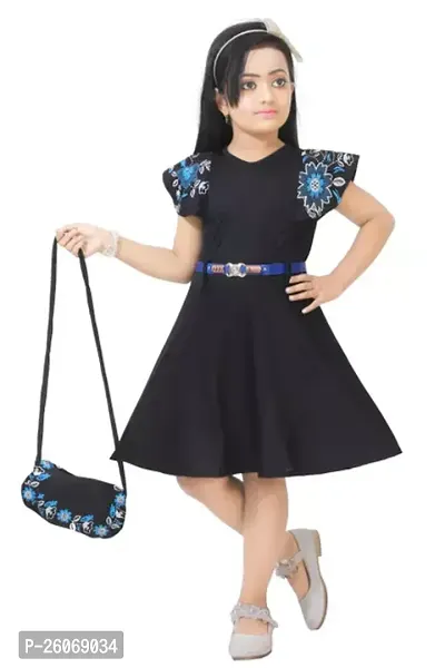 Fabulous Black Cotton Blend Embroidered Frocks For Girls