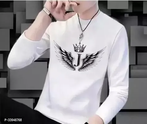 Reliable White Polyester Printed Round Neck Tees For Men-thumb0