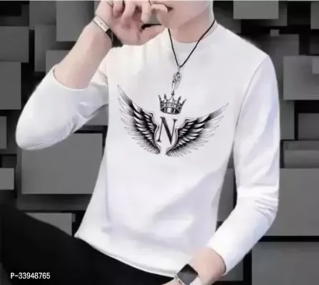 Reliable White Polyester Printed Round Neck Tees For Men-thumb0