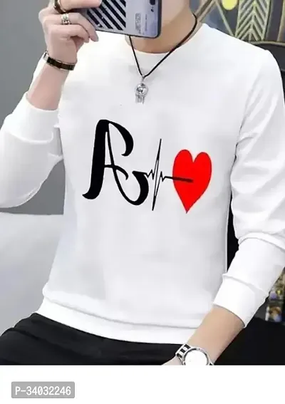 Reliable White Polyester Printed Round Neck Tees For Men Pack of 1-thumb0