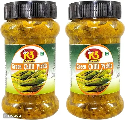 Best Quality K3 Masala Green Chilli Pickle 250Gm (Pack Of 2) Green Chilli Pickle (2 X 250 G)-thumb0