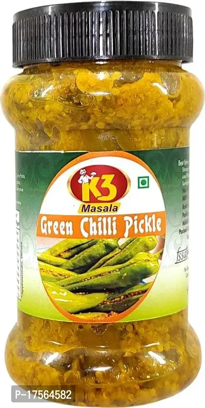 Best Quality K3 Masala Green Chilli Pickle 250Gm Green Chilli Pickle (250 G)-thumb0