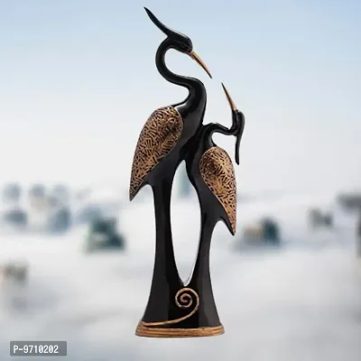 Neema Pair of Kissing Duck Showpiece| Black Metal Silver Plated Pair of Swan Statue Showpiece| Handicraft Animal Figure Antique Gift Items