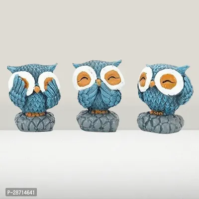 Owl Theme Miniature Statue Showpiece, Set of 3-thumb0