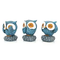 Owl Theme Miniature Statue Showpiece, Set of 3-thumb1