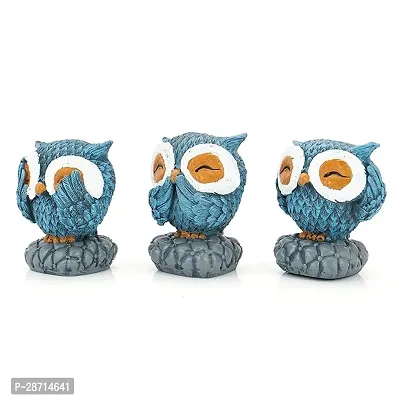Owl Theme Miniature Statue Showpiece, Set of 3-thumb2