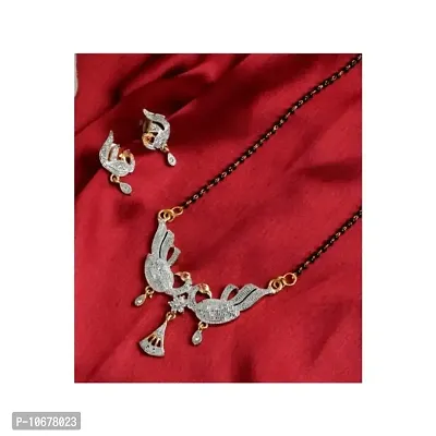 Classy Gold Plated Peacock Pendent Single Strand Long Mangsutra Set For Women-thumb0