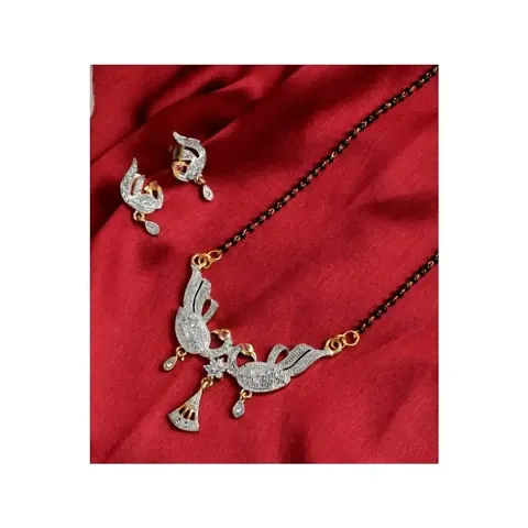 Classy Plated Pendent Single Strand Long Mangsutra Set For Women