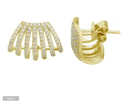 Gilded Elegance: Korean Gold-Plated Alloy Clip-On Earrings for Girls and Women-thumb0