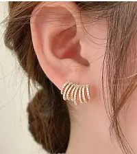 Gilded Elegance: Korean Gold-Plated Alloy Clip-On Earrings for Girls and Women-thumb1