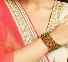 Embrace Elegance with our Exclusive Bangles Studded with Oval American Diamond (Pack of 4)-thumb2