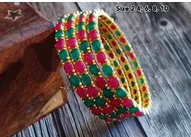Embrace Elegance with our Exclusive Bangles Studded with Oval American Diamond (Pack of 4)-thumb3