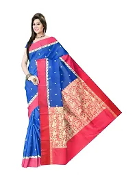 shopeezy Tex Fab women's Banarasi Silk Saree With Blouse Piece (Red) (GREEN)-thumb1