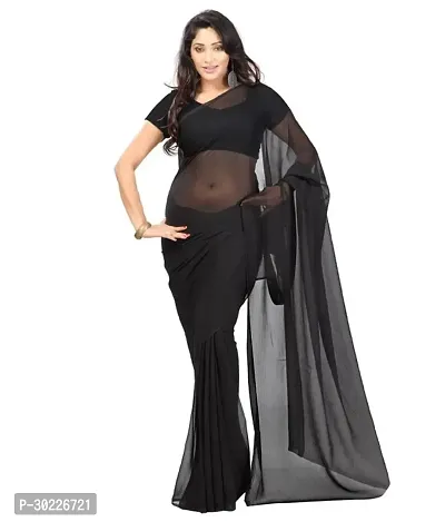 Elegant Black Lycra Blend Saree-thumb0