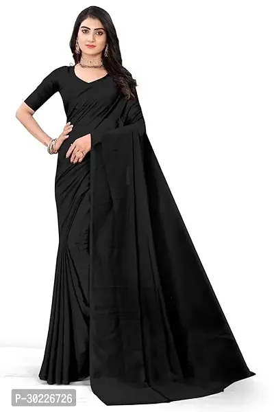 Elegant Black Lycra Blend Saree-thumb0