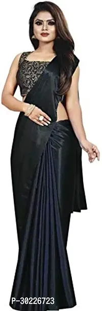 Elegant Black Lycra Blend Saree-thumb0