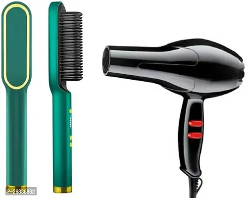Fast Heating Hair Straightening Iron brush Hair Dryer with Speed And Heat Setting  (2 Items in the set)