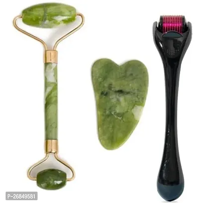 Derma Roller for Hair  Beard Growth ,jade Facial Roller With Gua Sha Stone Massager Massager