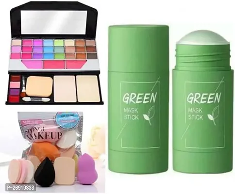 All in1 Professional makeup kit, makeup sponge set of 6, green stick face mask