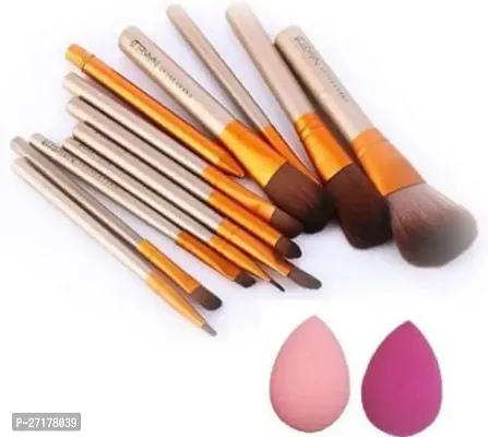 Naked3 Brush Box of 12 Makeup Brushes with 2 Quality sponge Puff  (14 Items in the set)