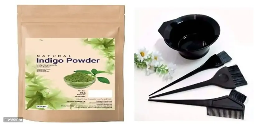 HERBAL Indigo Powder for Hair Growth|Soothes Scalp| Thick Hair 100% Pure  Natural  with applicator brushes and bowl