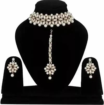 Elegant Designer Copper Kundan Beaded Necklace Set