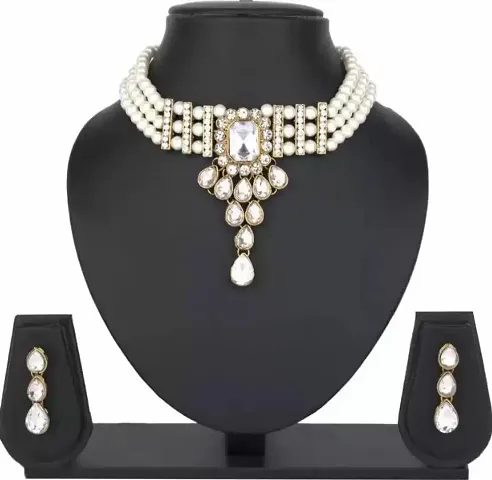 Partywear Alloy Gold Plated Artificial Stones And Beads Jewellery Sets
