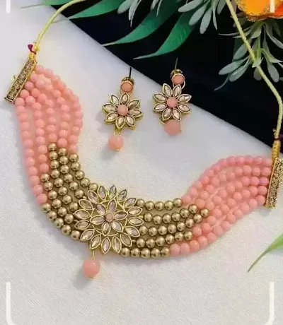 Ethnic Alloy Gold-plated Pearl Jewellery Set