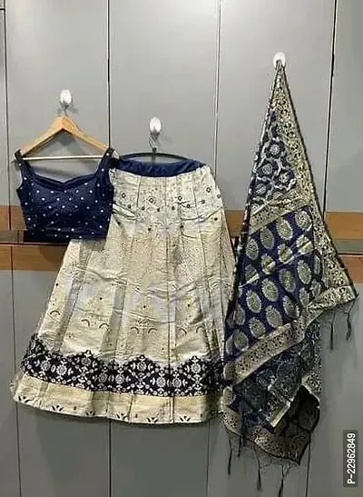 Stylish Art Silk Zari Semi Stitched Lehenga Choli Set