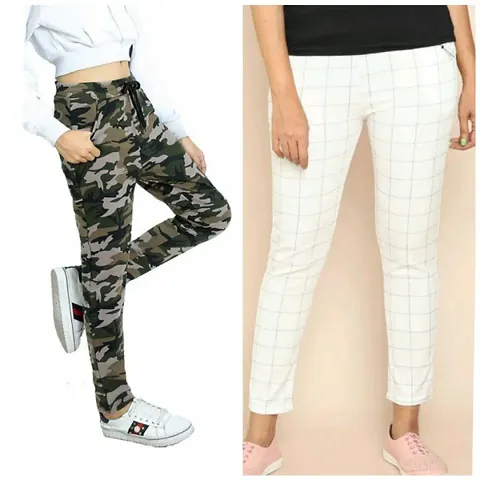 Poly-Cotton checks and Camouflage Jeggings Combo