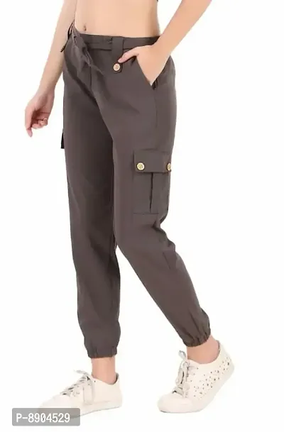 Classic Cotton Blend Solid Trousers for Women-thumb0