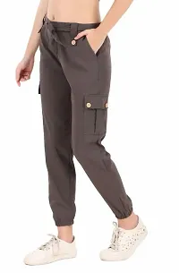 Classic Cotton Blend Solid Trousers for Women-thumb1