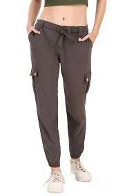 Classic Cotton Blend Solid Trousers for Women-thumb2