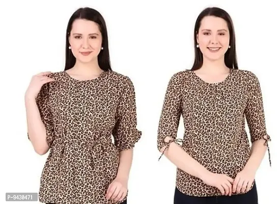 Fashionable Crepe Printed Top For Women Combo Pack Of 2-thumb0