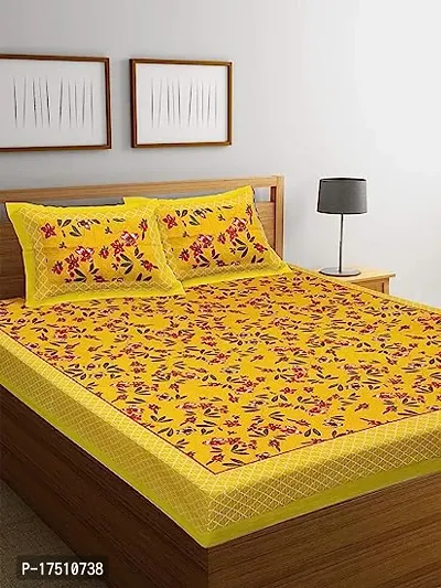 Comfortable Cotton Printed Double Bedsheet with Pillow Covers-thumb0