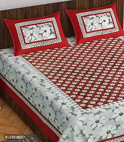 Comfortable Cotton Printed Double Bedsheet with Pillow Covers-thumb0