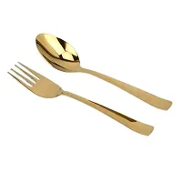 Stylish Stainless Steel Golden Spoon and Fork Set (12 PCS Spoon and Fork)-thumb2