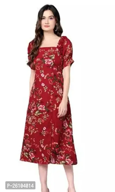 Stylish Poly Crepe Printed Dress For Women