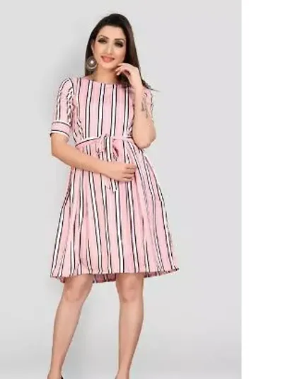 Trendy Striped A-Line Midi Dress