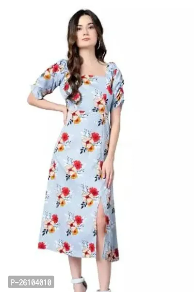 Stylish Poly Crepe Printed Dress For Women