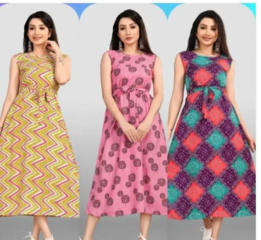 Stylish Poly Crepe Dress For Women Pack Of 3