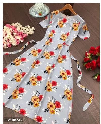 Stylish Poly Crepe Printed Dress For Women